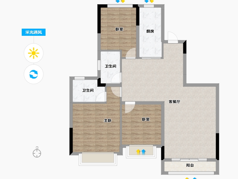 贵州省-贵阳市-恒大中央广场-100.00-户型库-采光通风