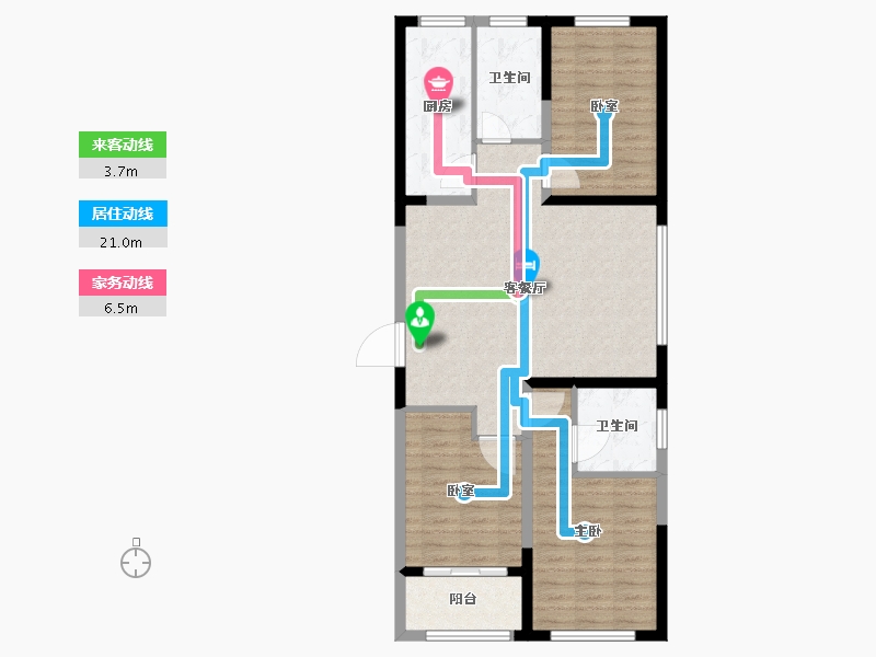 山东省-潍坊市-中冶潍坊公馆-90.40-户型库-动静线