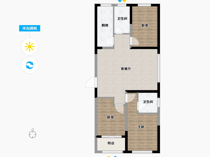 山东省-潍坊市-中冶潍坊公馆-90.40-户型库-采光通风