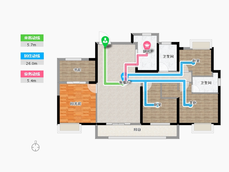 湖北省-武汉市-百步亭和谐里-139.20-户型库-动静线