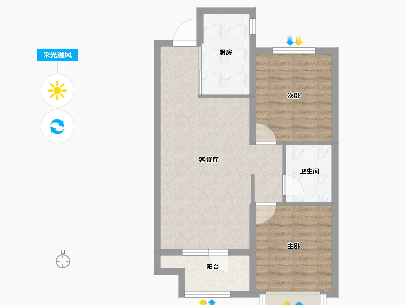 山东省-烟台市-天泰学府壹号-62.48-户型库-采光通风