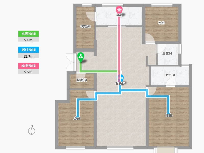 辽宁省-沈阳市-方林龙湖·云河砚-104.69-户型库-动静线