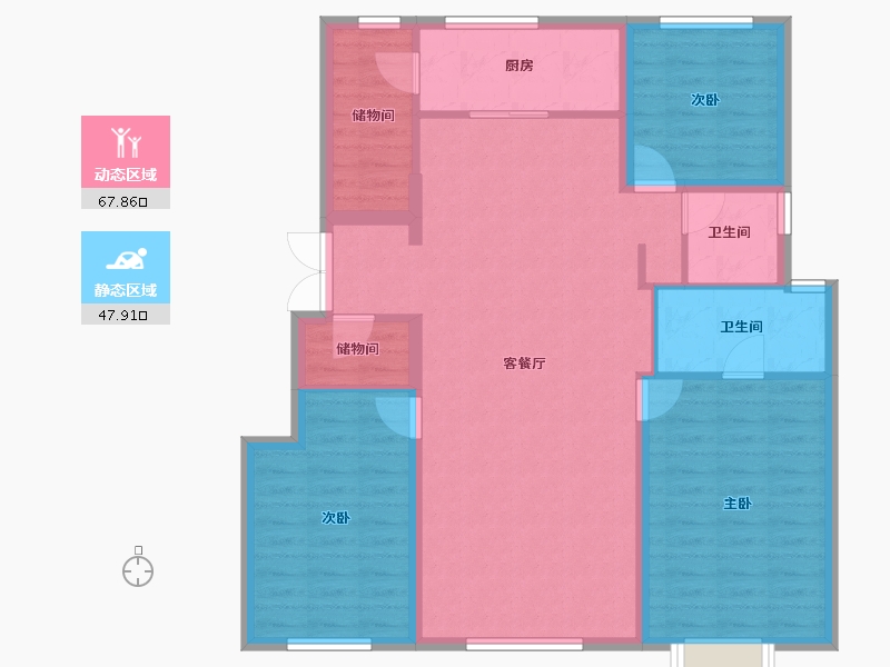 辽宁省-沈阳市-方林龙湖·云河砚-104.69-户型库-动静分区