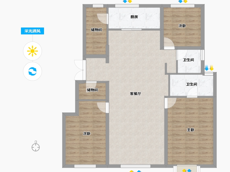 辽宁省-沈阳市-方林龙湖·云河砚-104.69-户型库-采光通风