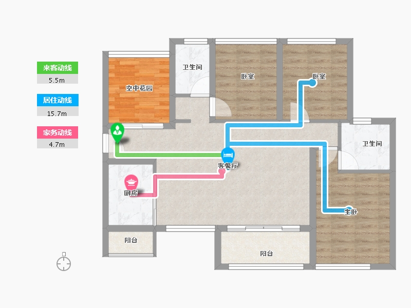 广东省-东莞市-碧桂园玫瑰臻园-86.77-户型库-动静线