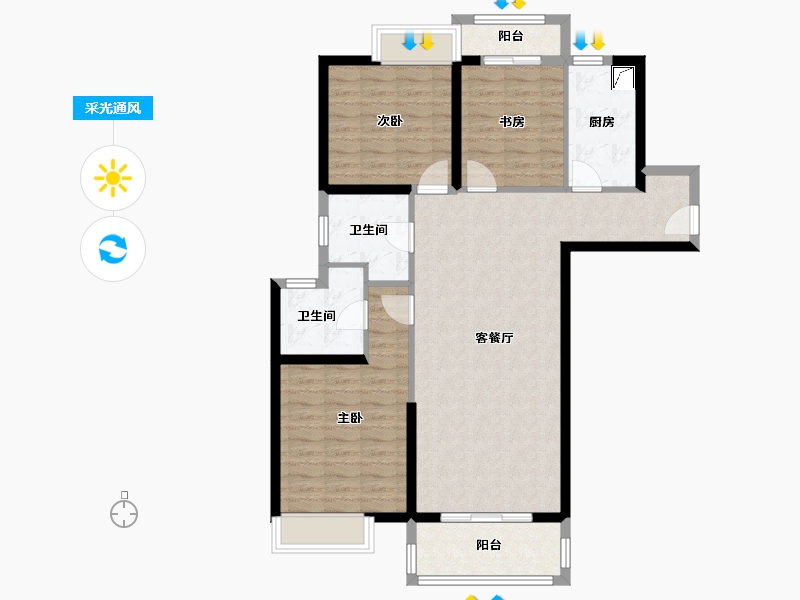 湖北省-武汉市-恒韵府-115.00-户型库-采光通风