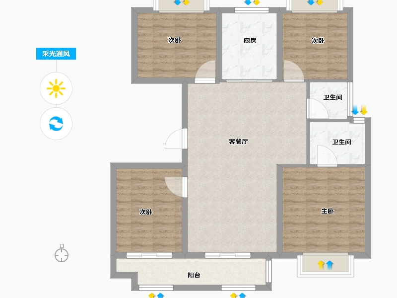 湖北省-武汉市-武汉诺德逸园-99.34-户型库-采光通风