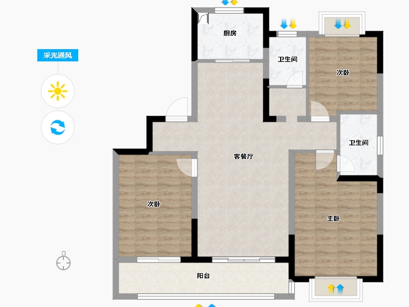 江苏省-无锡市-海尔产城创翡翠文华-100.00-户型库-采光通风