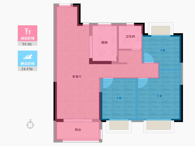 江苏省-无锡市-三巽亿达锡山清枫-71.20-户型库-动静分区