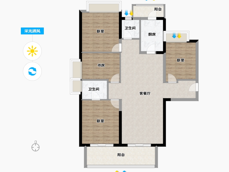 广东省-东莞市-深业松湖云城-115.25-户型库-采光通风