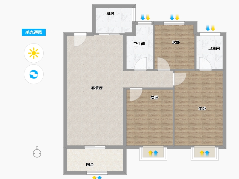 湖北省-武汉市-城投丰山府-99.57-户型库-采光通风