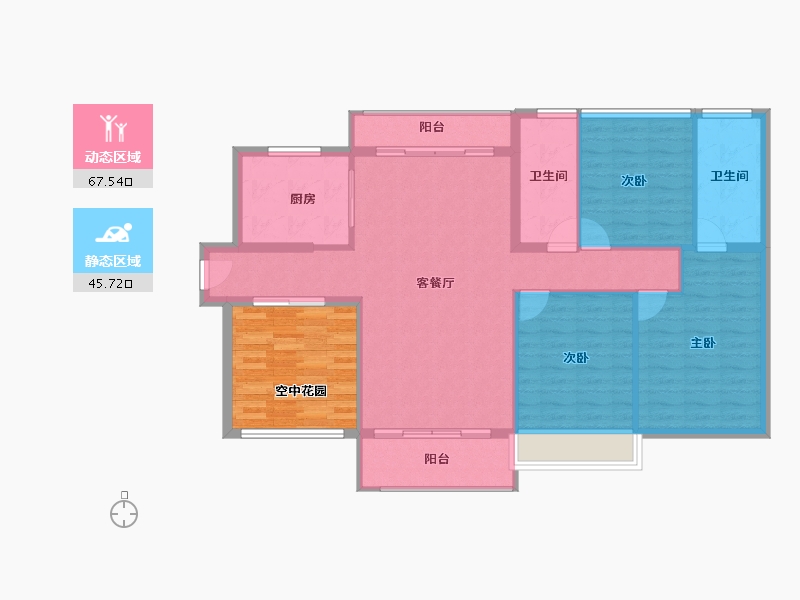 广东省-东莞市-碧桂园玫瑰臻园-115.04-户型库-动静分区