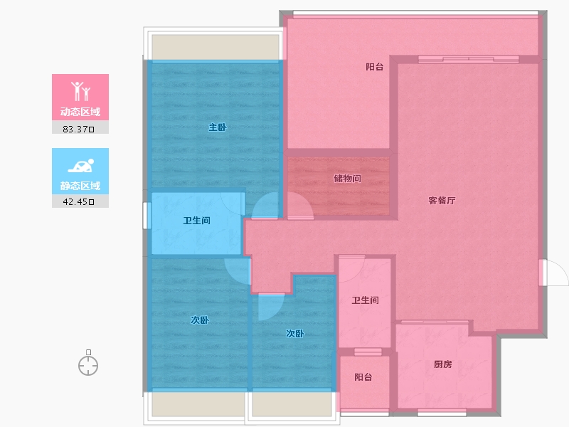 广东省-东莞市-碧桂园玫瑰臻园-113.48-户型库-动静分区