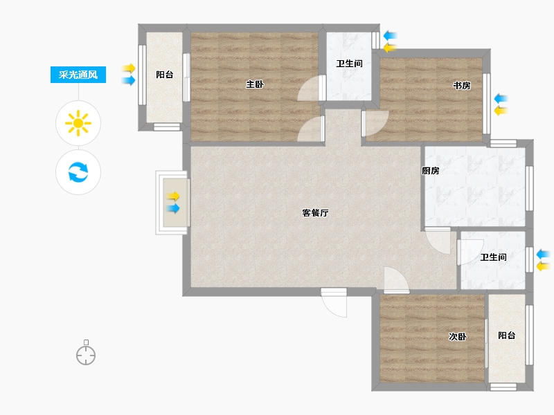 四川省-成都市-都市金岸-93.30-户型库-采光通风