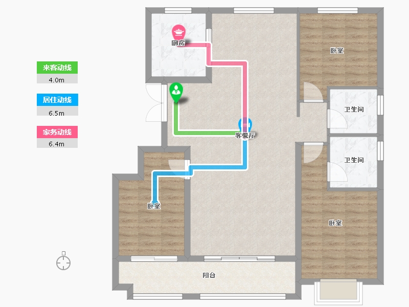 山东省-潍坊市-恒信凤栖桃源-106.40-户型库-动静线