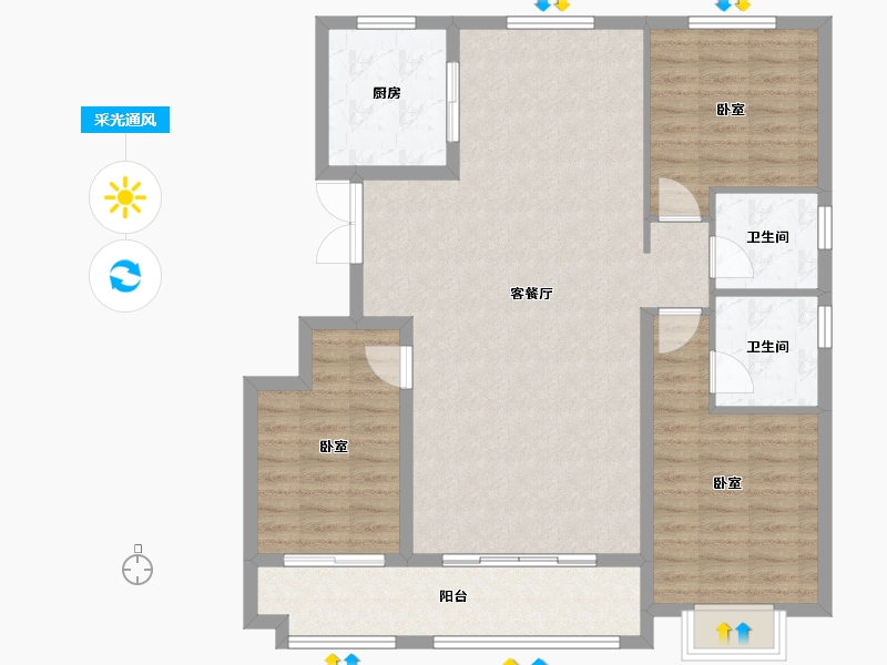 山东省-潍坊市-恒信凤栖桃源-106.40-户型库-采光通风