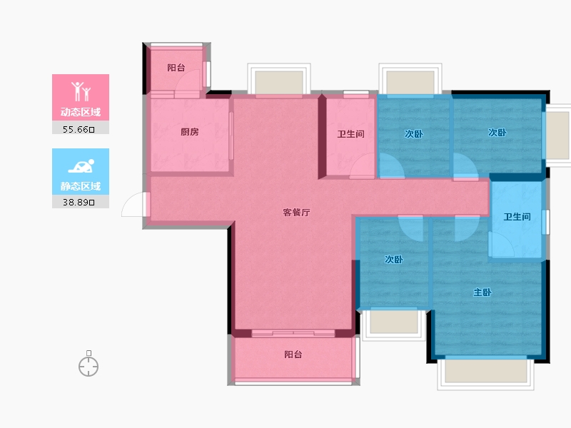 贵州省-贵阳市-贵阳恒大观山学府-84.40-户型库-动静分区