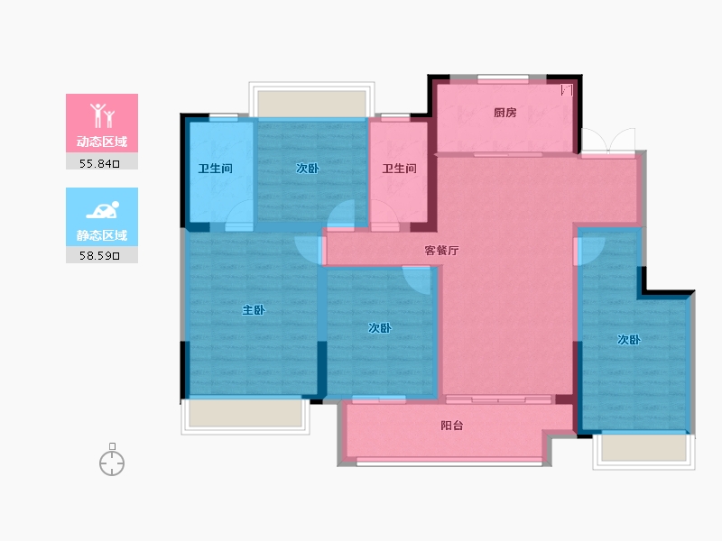 江苏省-常州市-新城熙隽-102.40-户型库-动静分区