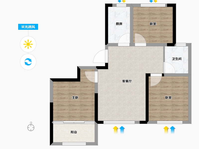 山东省-潍坊市-创投·潍州金谷-80.00-户型库-采光通风