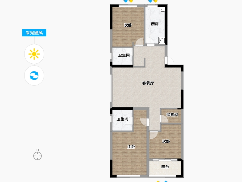 湖北省-武汉市-枫华国际-102.43-户型库-采光通风