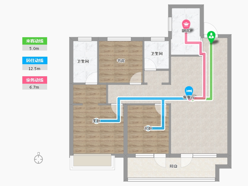 山东省-烟台市-天泰学府壹号-89.87-户型库-动静线