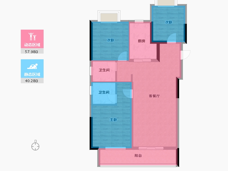 湖北省-武汉市-中粮祥云地铁小镇-88.01-户型库-动静分区