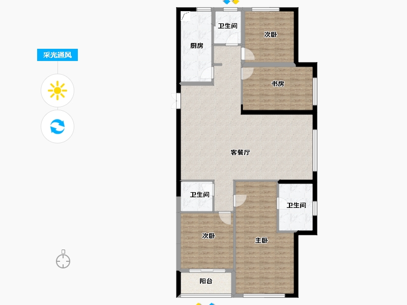 湖北省-武汉市-枫华国际-136.07-户型库-采光通风