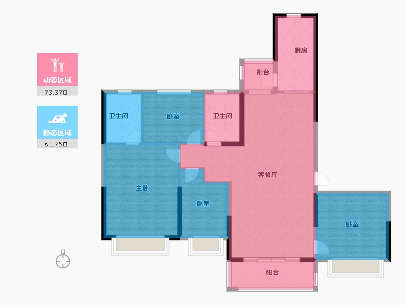 贵州省-贵阳市-恒大中央广场-122.40-户型库-动静分区