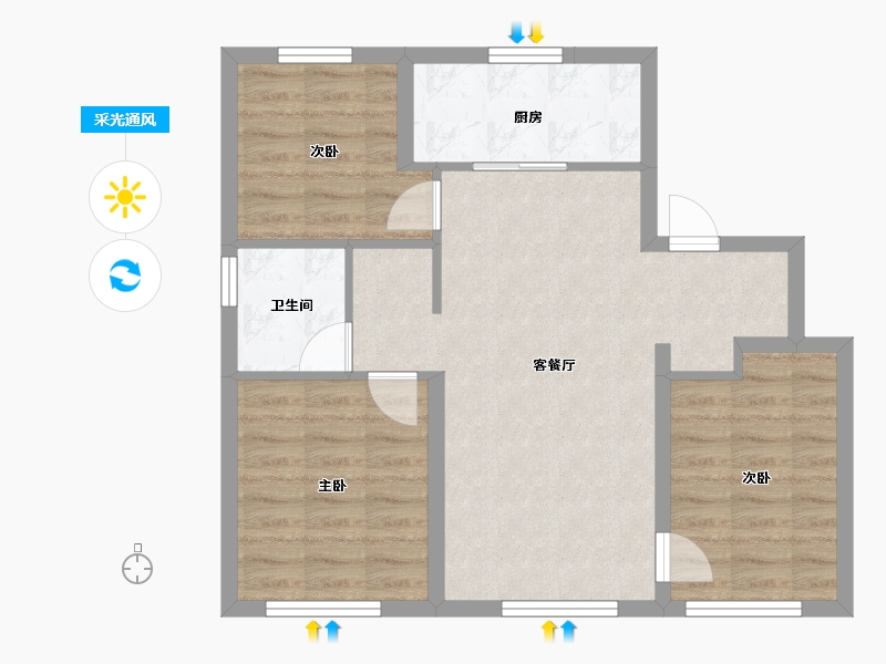 辽宁省-沈阳市-万科浑南新都心-67.76-户型库-采光通风