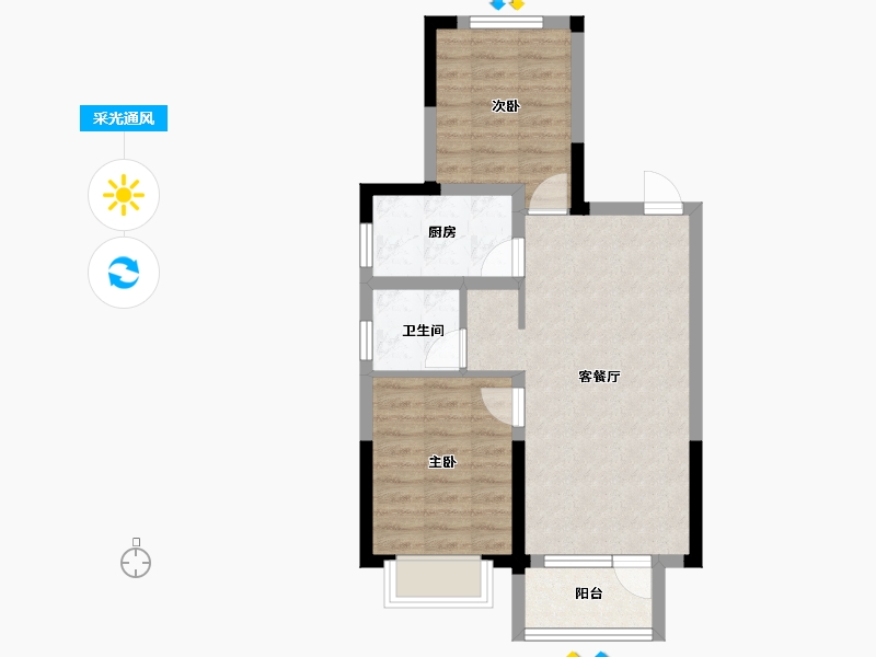 河北省-石家庄市-东原启城-56.69-户型库-采光通风