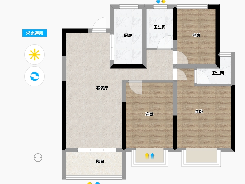 湖北省-武汉市-光明府-72.32-户型库-采光通风