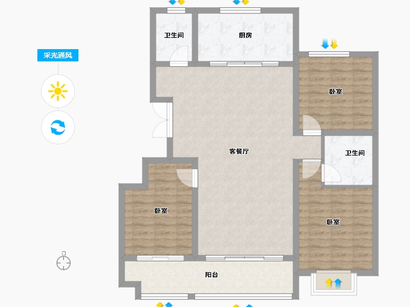 山东省-潍坊市-恒信凤栖桃源-104.00-户型库-采光通风