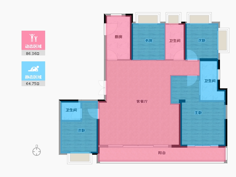 湖北省-武汉市-武汉城建光彩国际-138.40-户型库-动静分区