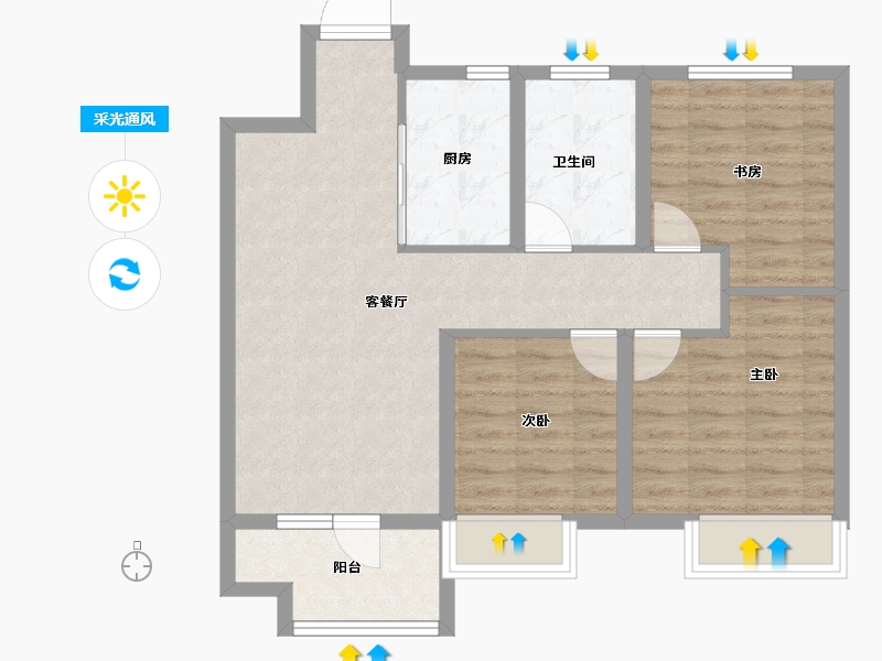 山东省-烟台市-天泰学府壹号-74.98-户型库-采光通风