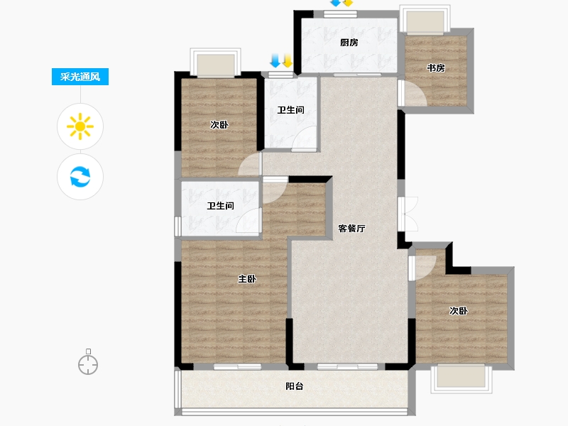 湖北省-武汉市-中建锦绣楚城-112.80-户型库-采光通风