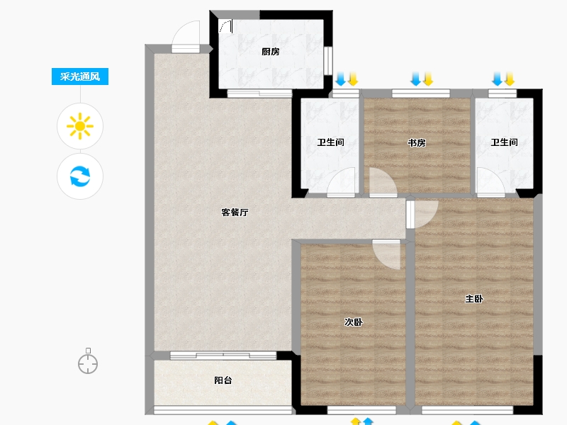 湖北省-武汉市-枫华国际-96.22-户型库-采光通风