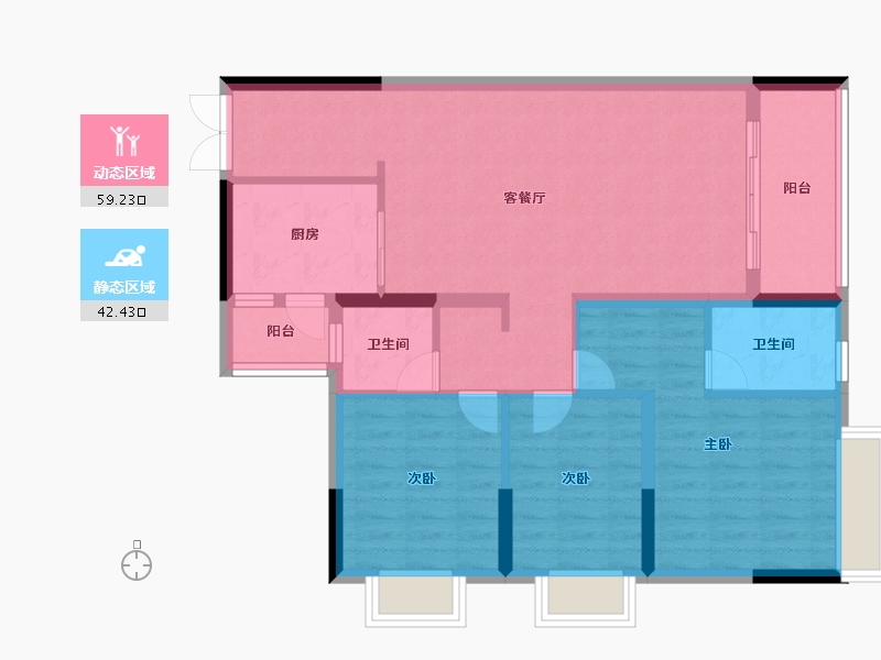 贵州省-贵阳市-中铁逸都国际-91.20-户型库-动静分区