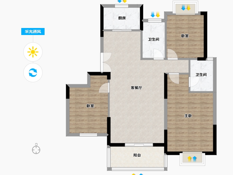 湖北省-黄冈市-九方城-98.00-户型库-采光通风