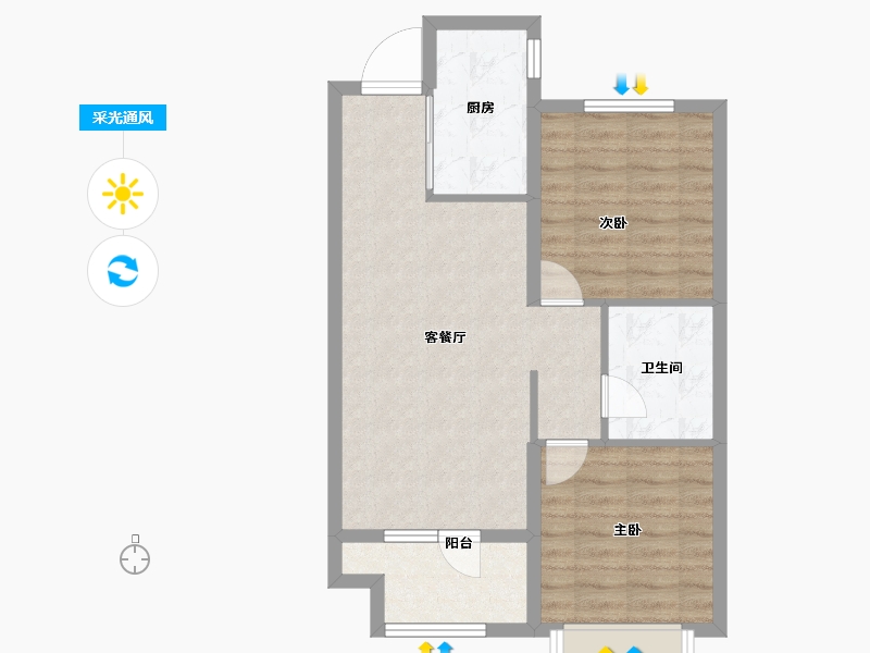 山东省-烟台市-天泰学府壹号-65.49-户型库-采光通风