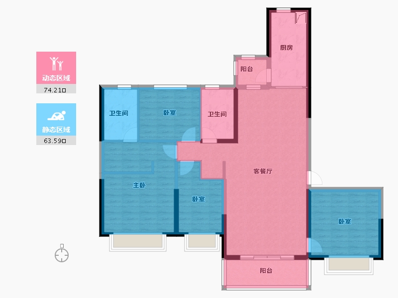 贵州省-贵阳市-恒大中央广场-124.00-户型库-动静分区