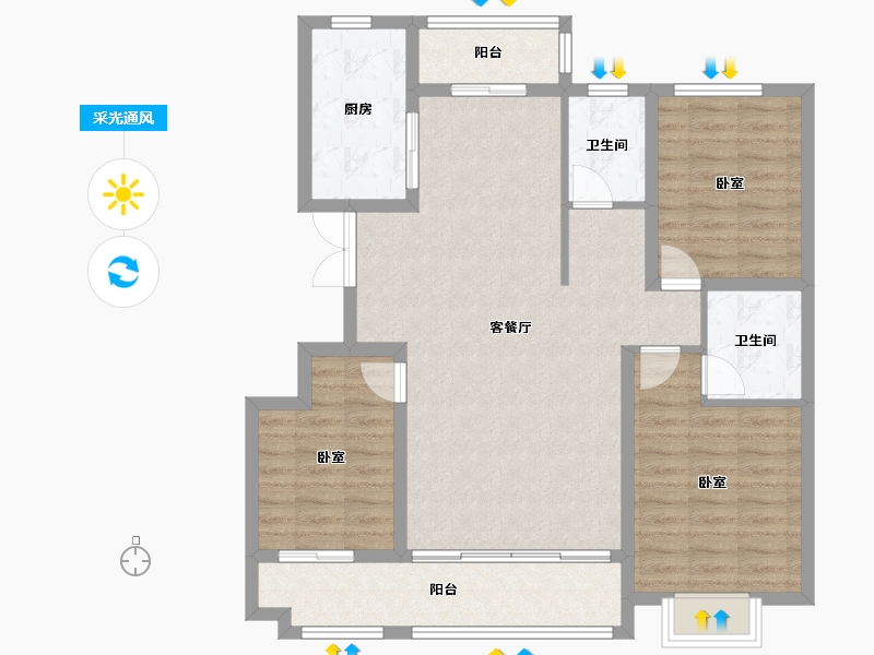 山东省-潍坊市-恒信凤栖桃源-101.37-户型库-采光通风