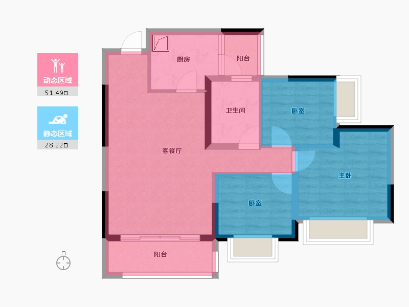 贵州省-贵阳市-贵阳恒大观山学府-70.40-户型库-动静分区