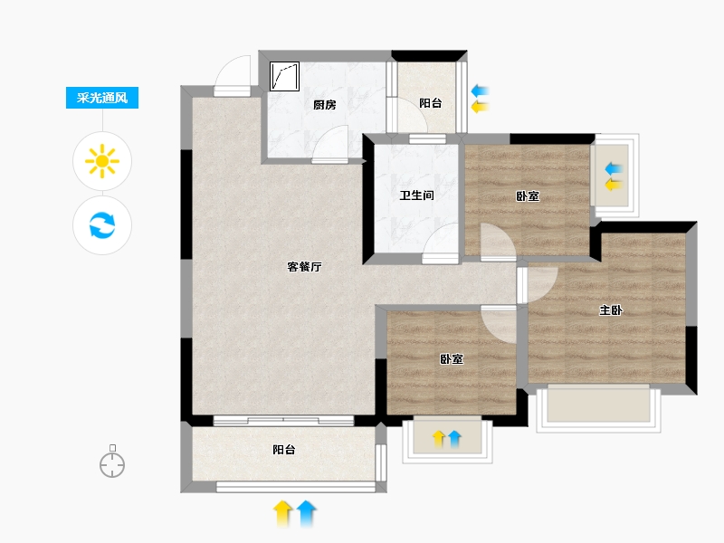 贵州省-贵阳市-贵阳恒大观山学府-70.40-户型库-采光通风