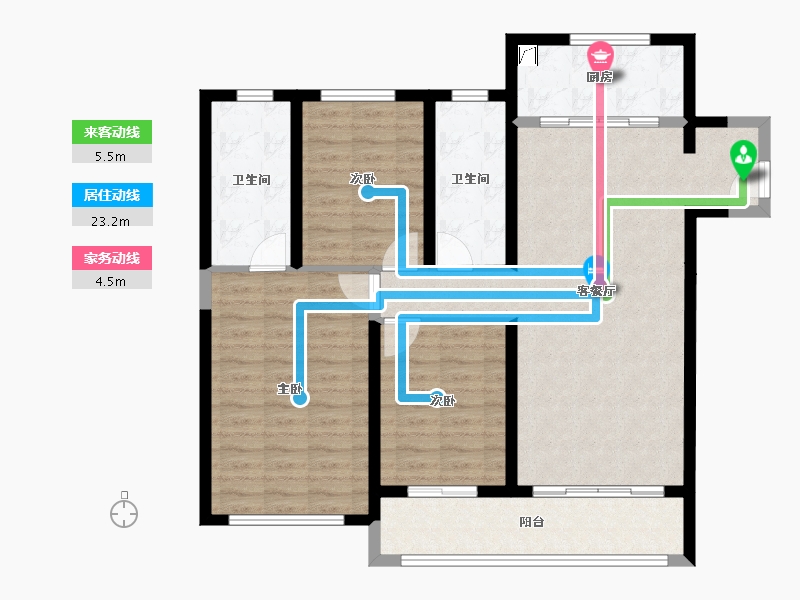 湖北省-武汉市-滨江金茂府-100.85-户型库-动静线