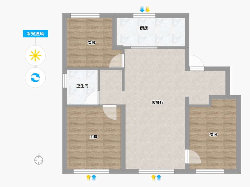 辽宁省-沈阳市-万科浑南新都心-68.55-户型库-采光通风