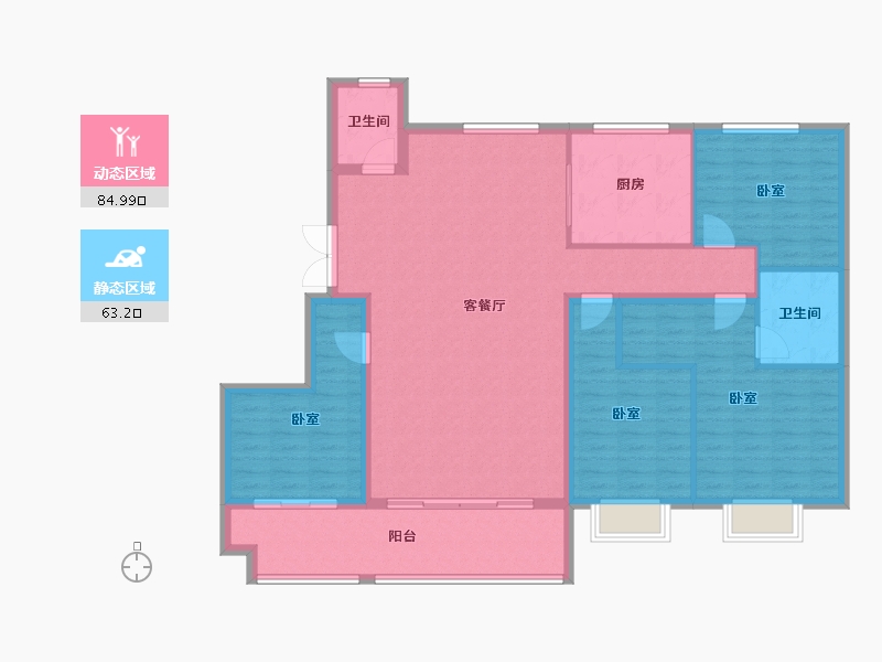 山东省-潍坊市-恒信凤栖桃源-135.20-户型库-动静分区