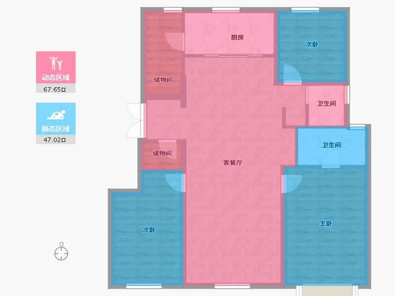 辽宁省-沈阳市-方林龙湖·云河砚-103.78-户型库-动静分区