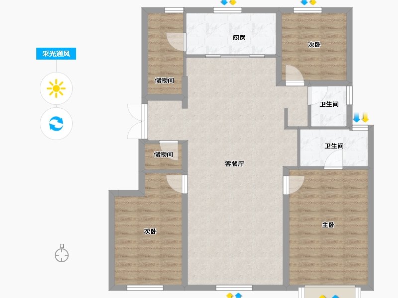 辽宁省-沈阳市-方林龙湖·云河砚-103.78-户型库-采光通风