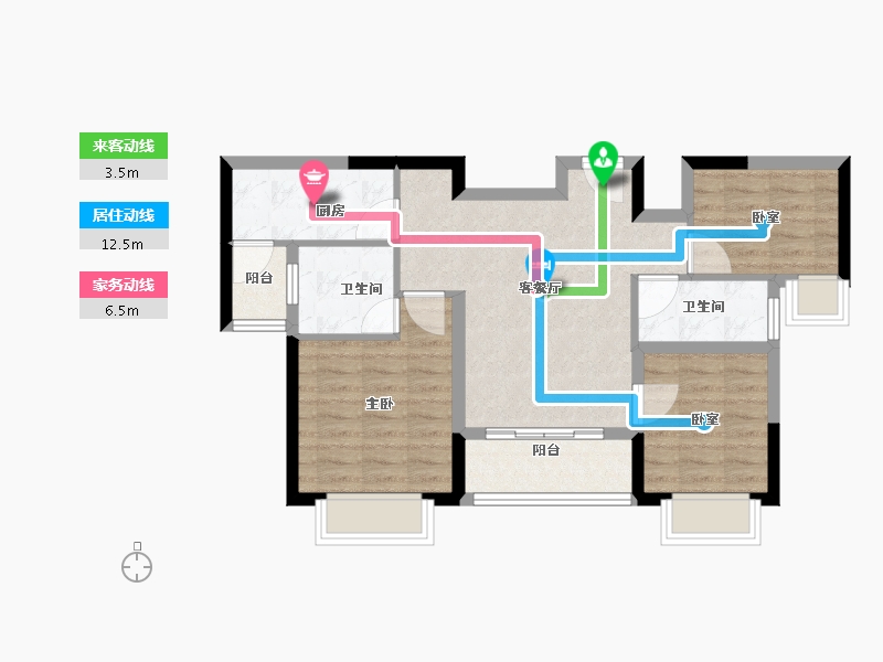 广东省-佛山市-恒大滨江华府-70.00-户型库-动静线