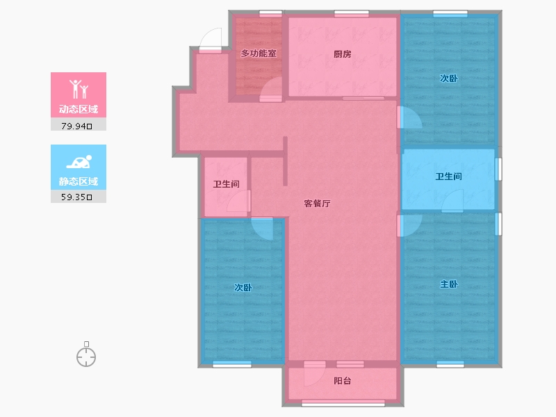 辽宁省-沈阳市-万科翡翠观澜-125.58-户型库-动静分区